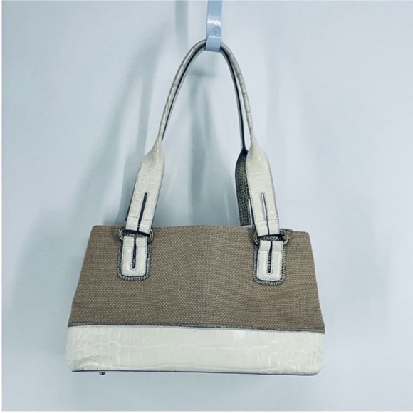 Brahmin Handbags - VTG Brahmin Elegant Cream Crox and Tan Burlao multi pocket organizer Handbag